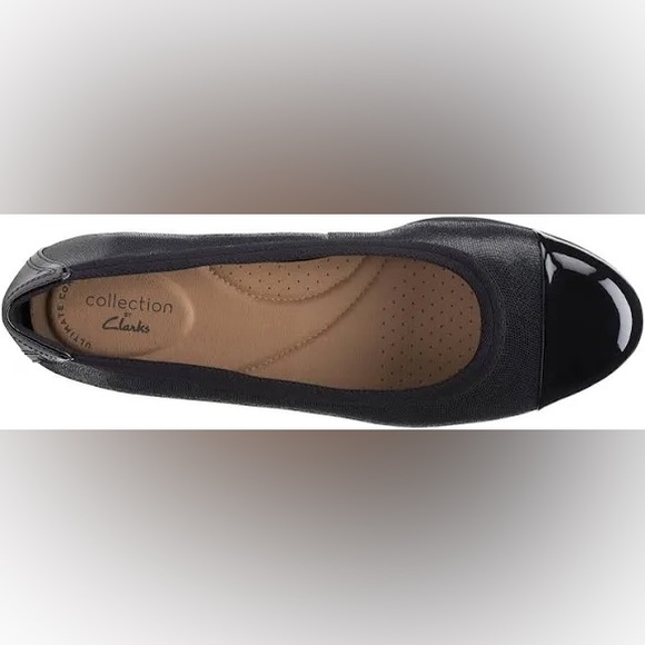 Clarks Sara Orchid Black Leather Ballet Flats - Picture 2 of 9